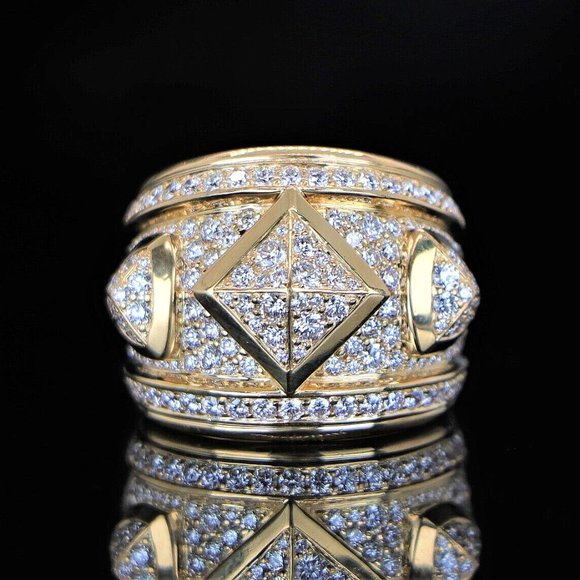 18971 David Yurman 18K Yellow Gold Pave Diamond Modern Renaissance Ring Band 5